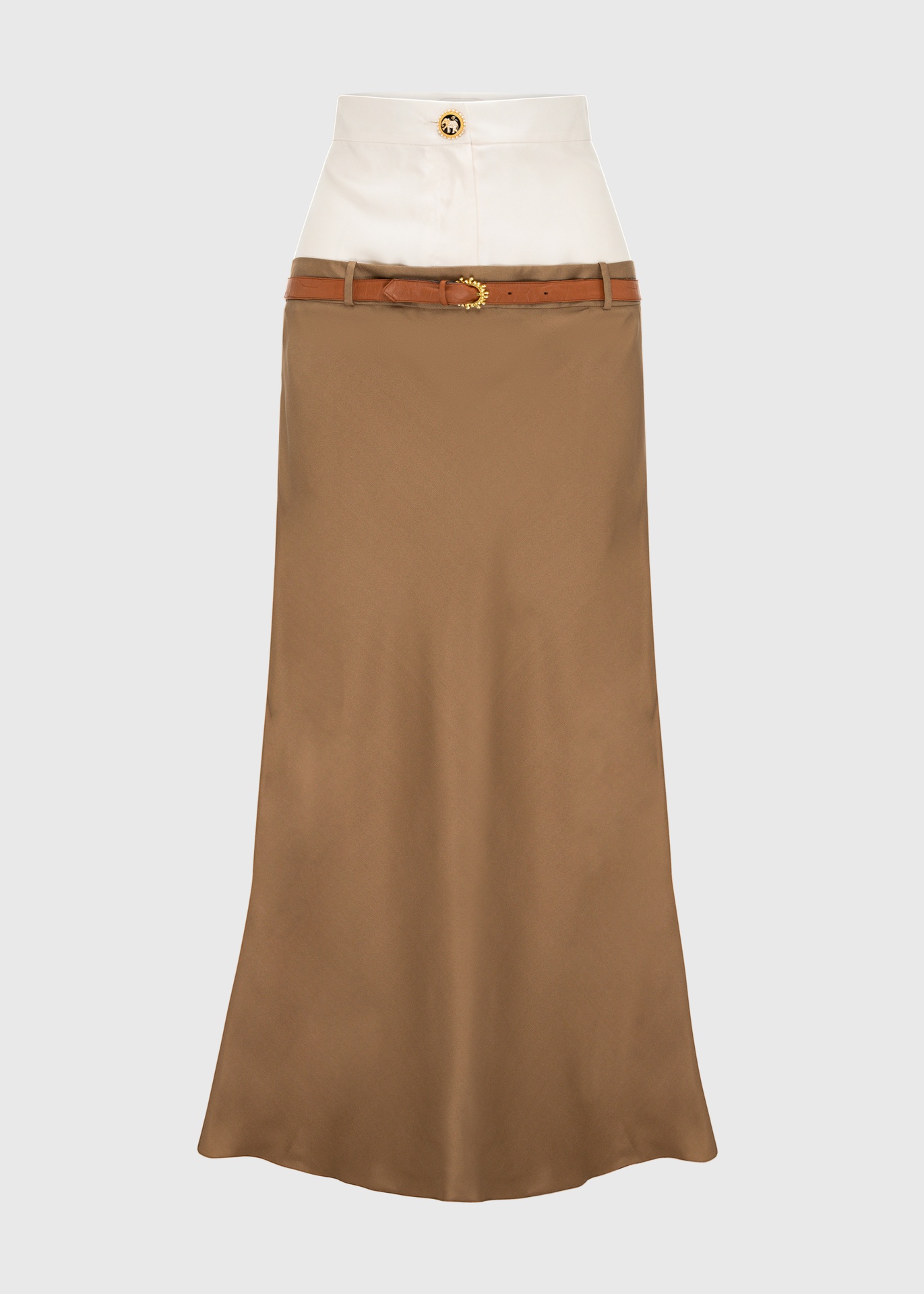 [SKT-SA25-18-SIL-OLV] Maharani Silk Skirt  (UK18)