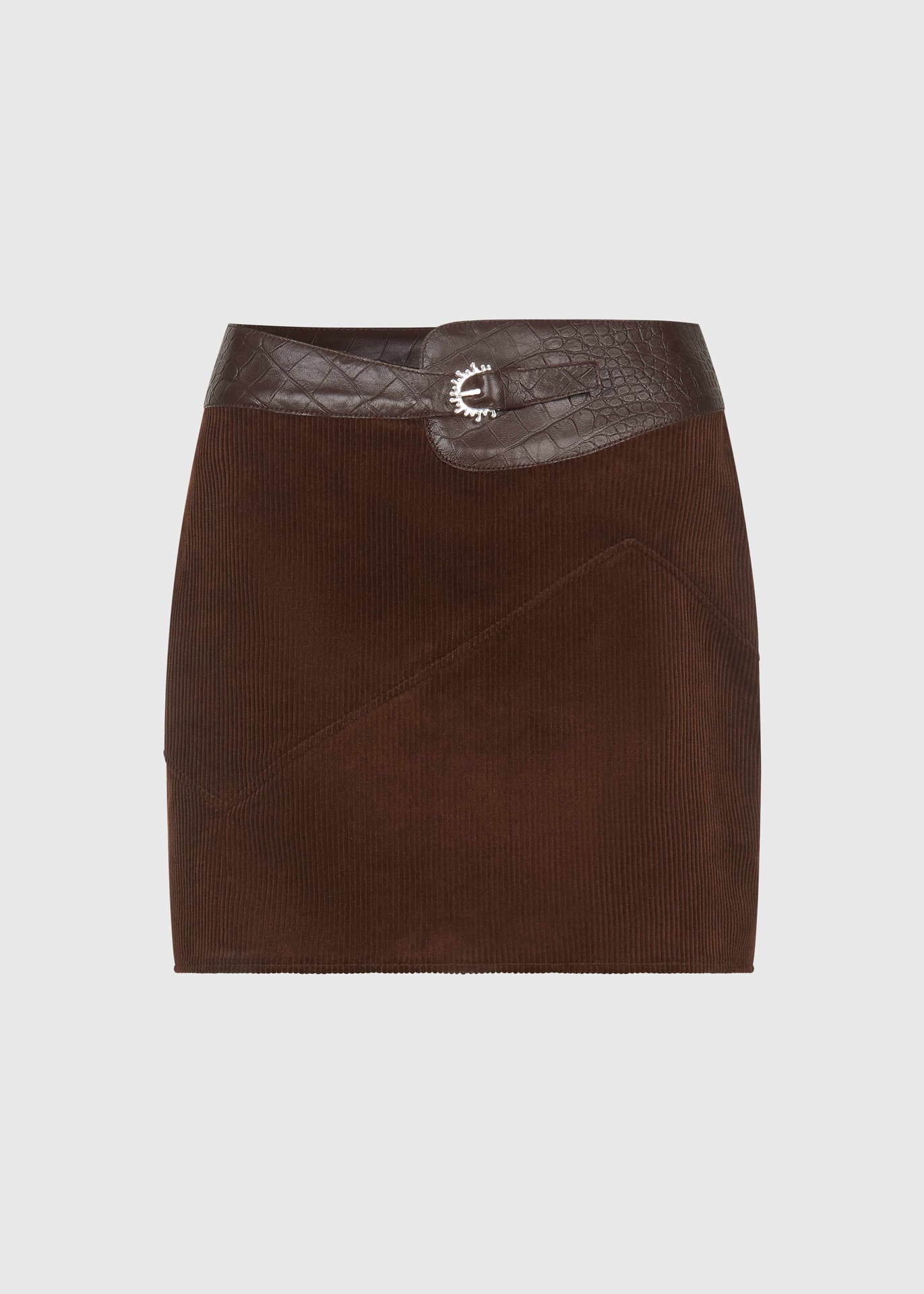 [SKT-AS126-08-COR-BRW] Chocolate Cord Mini Skirt Size UK8