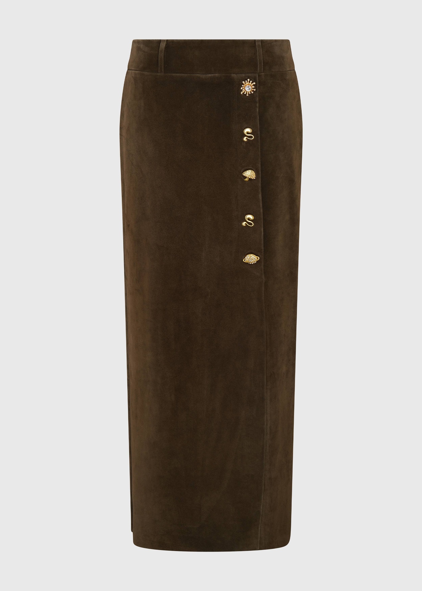 [SKT-AS126-08-SUE-BRW] Moss Suede Skirt Size UK8