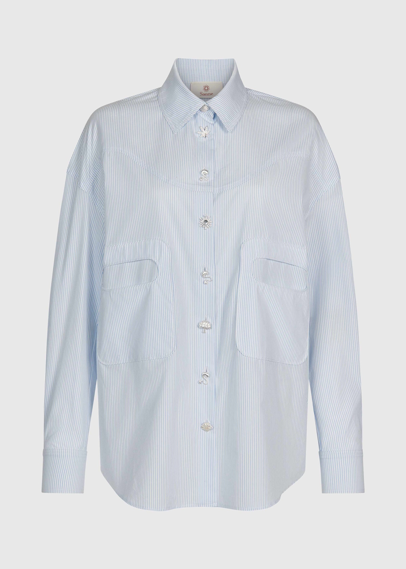 [BLS-AS126-08-COT-BLU] Arizona Blue Striped Shirt Size UK8