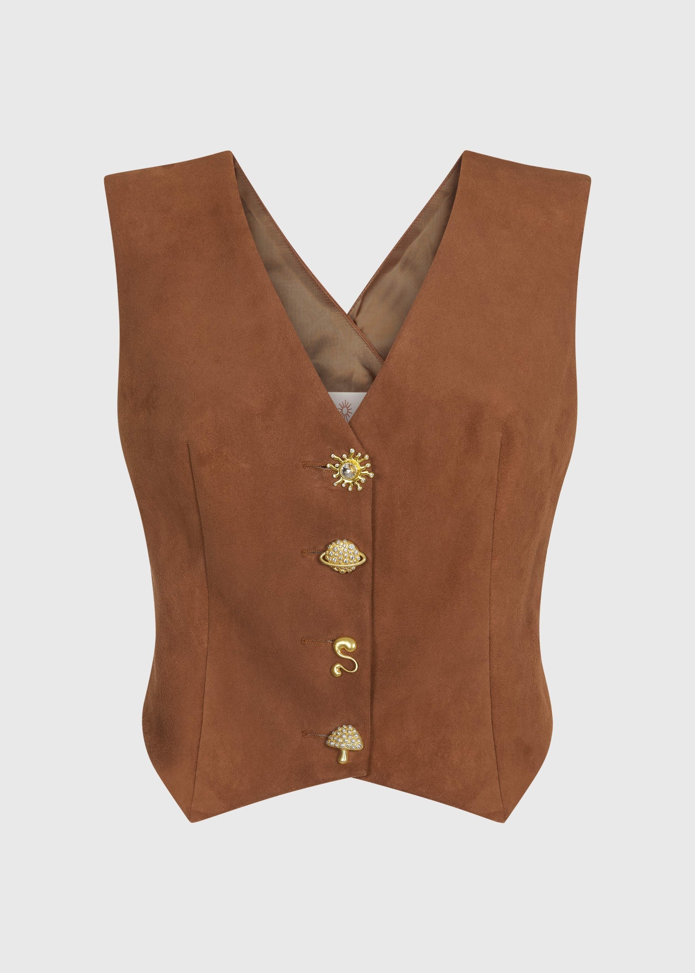 [VST-AS126-08-SUE-BRW] Saddleback Suede Vest Size UK8