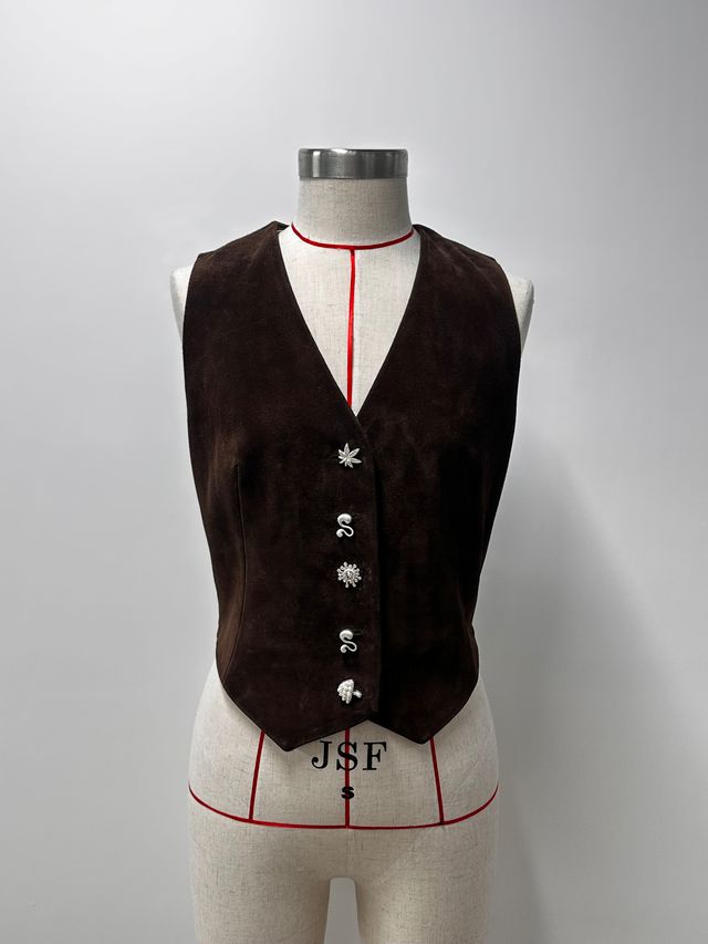 [VST-AS126-08-SUE-BRW] Suede Vest Size UK8