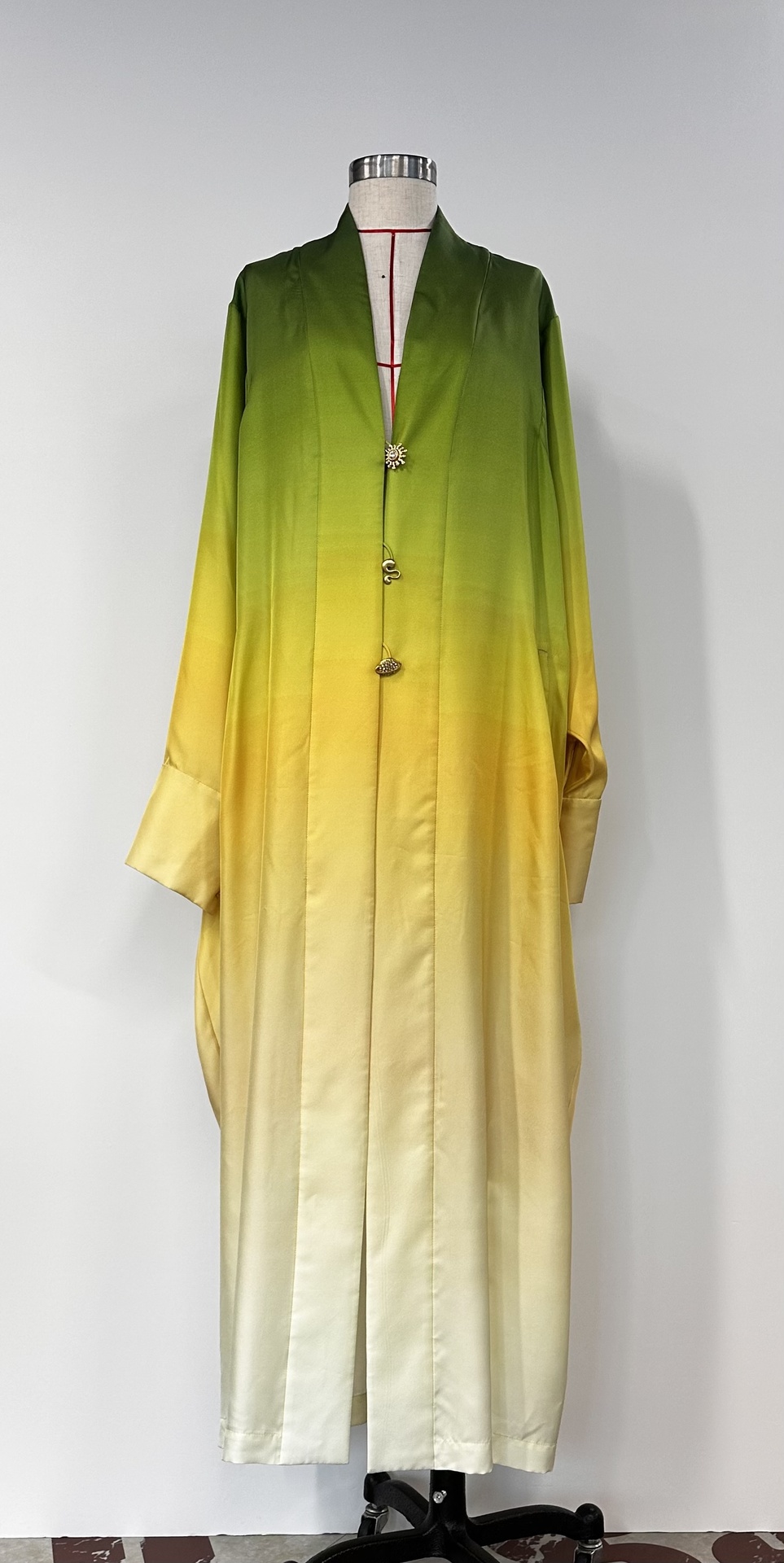 Ombre Pure Silk Robe Green and Yellow (Size UK10) - RRP £1450