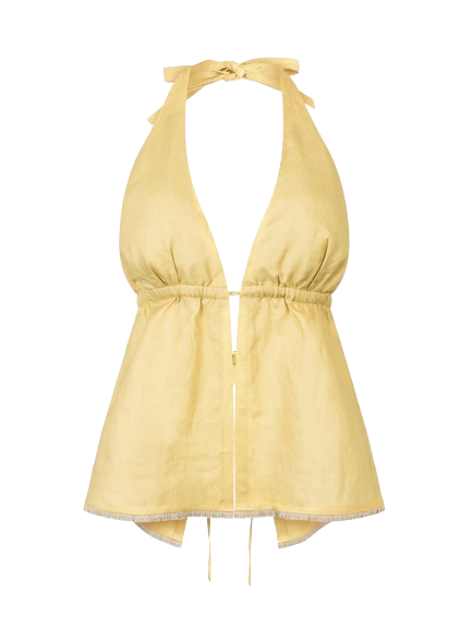 Mustard Linen Top Size UK8