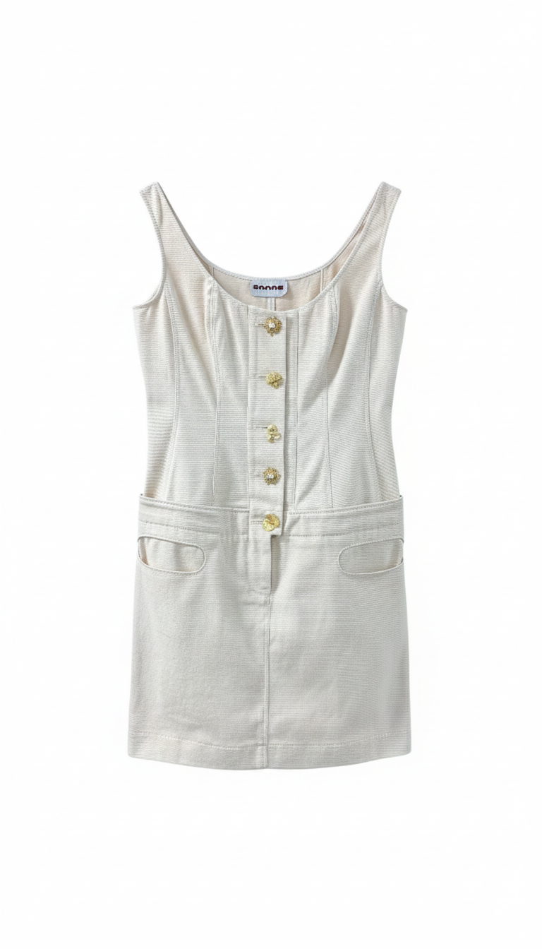 Beige Denim Dress Size UK12