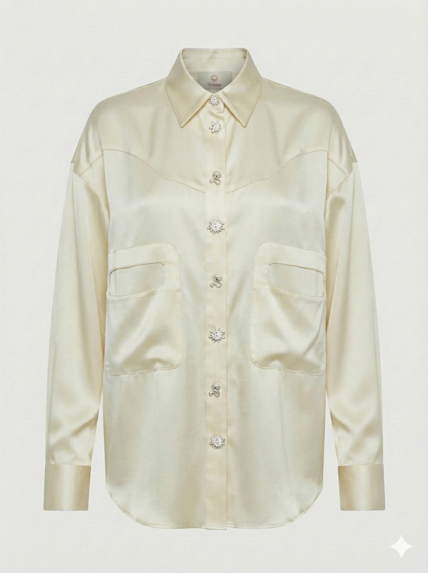 Cream Silk Twill Shirt Size UK8