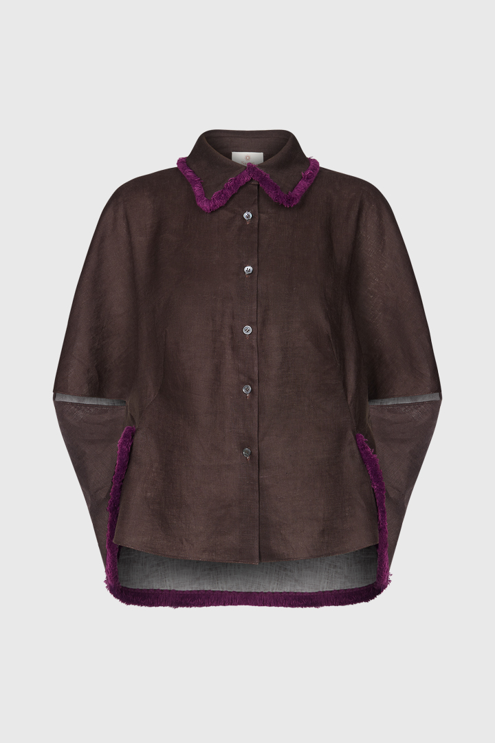 Plum linen Shirt Size UK12
