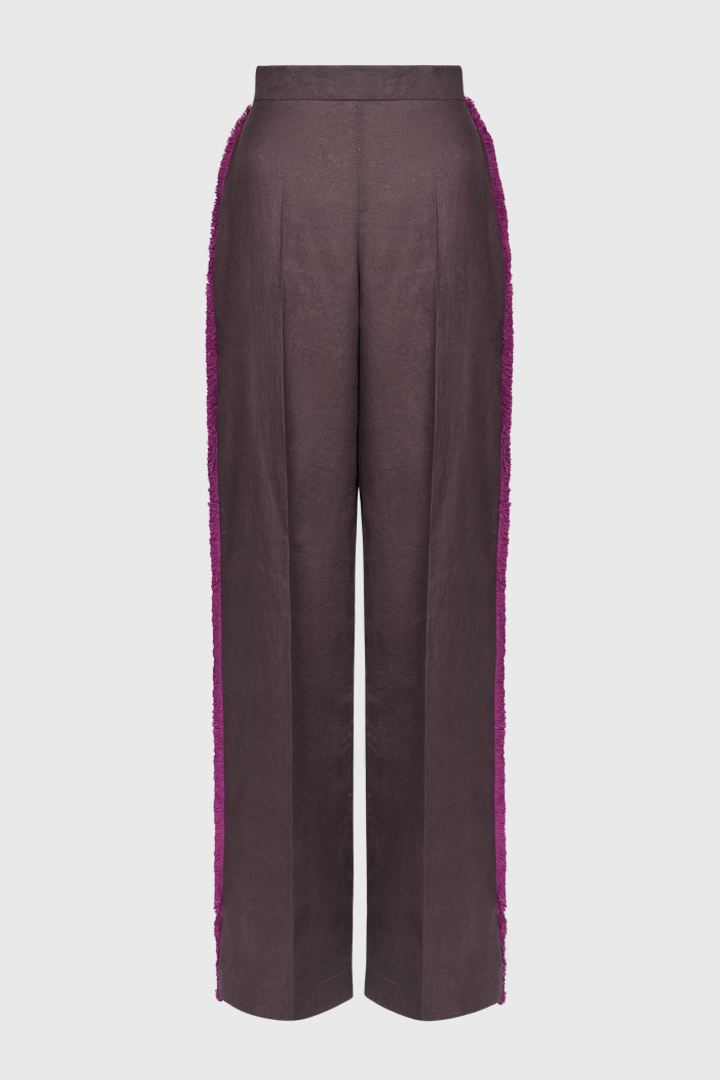 Plum linen trousers UK12