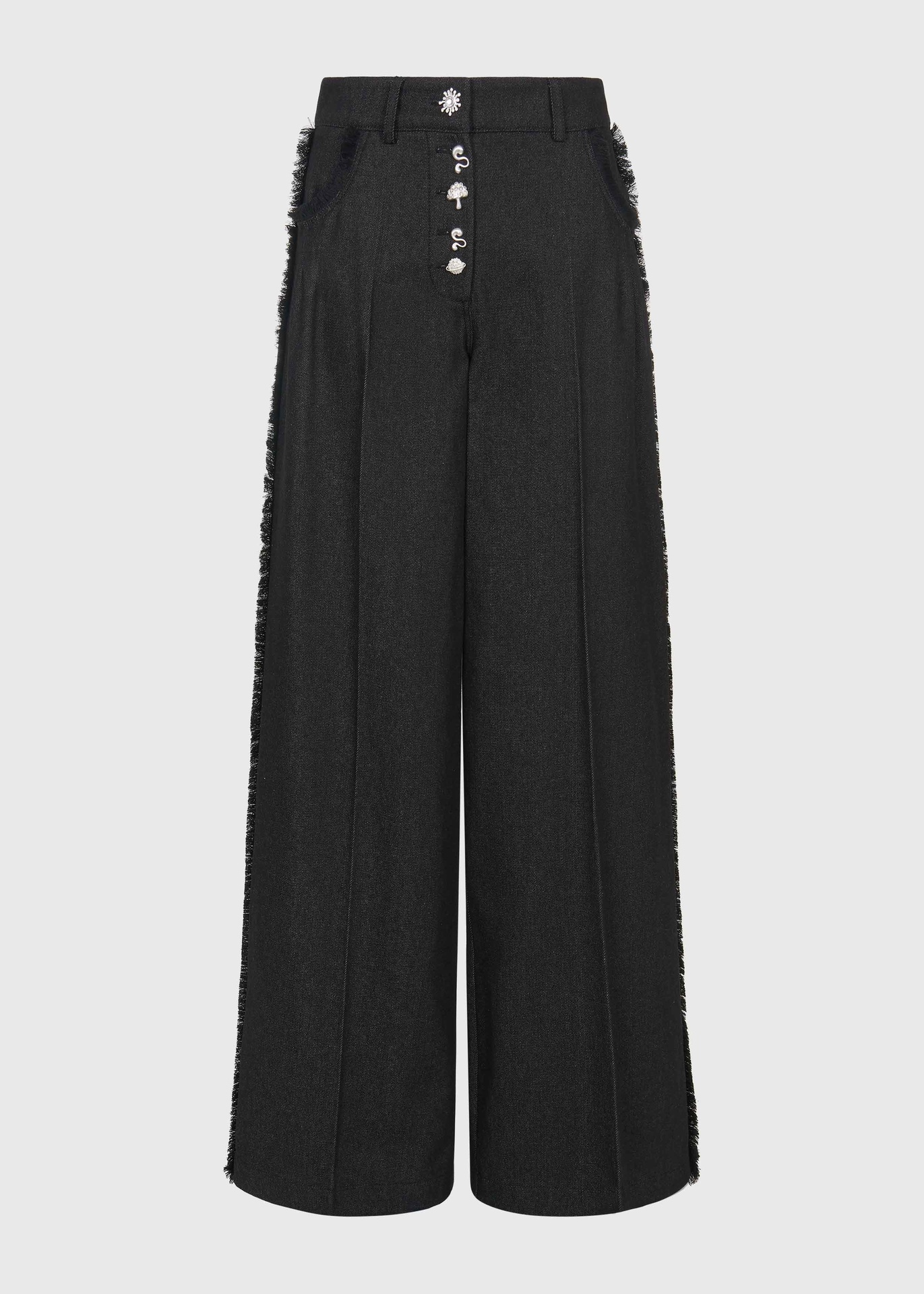 Black Fringe Trousers UK12