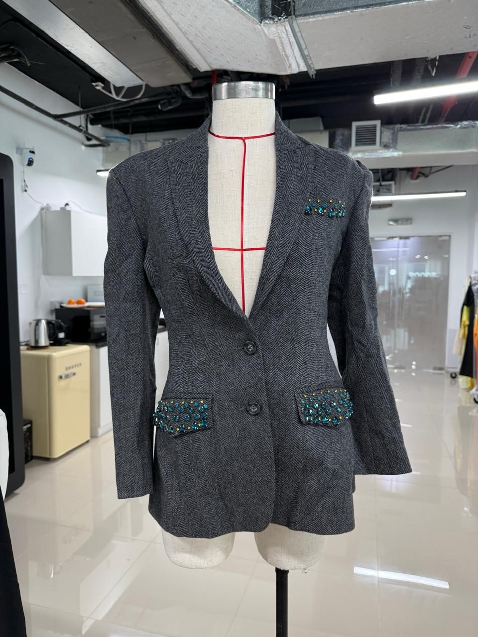 Grey Blazer with Crystal Embellishment Size UK8