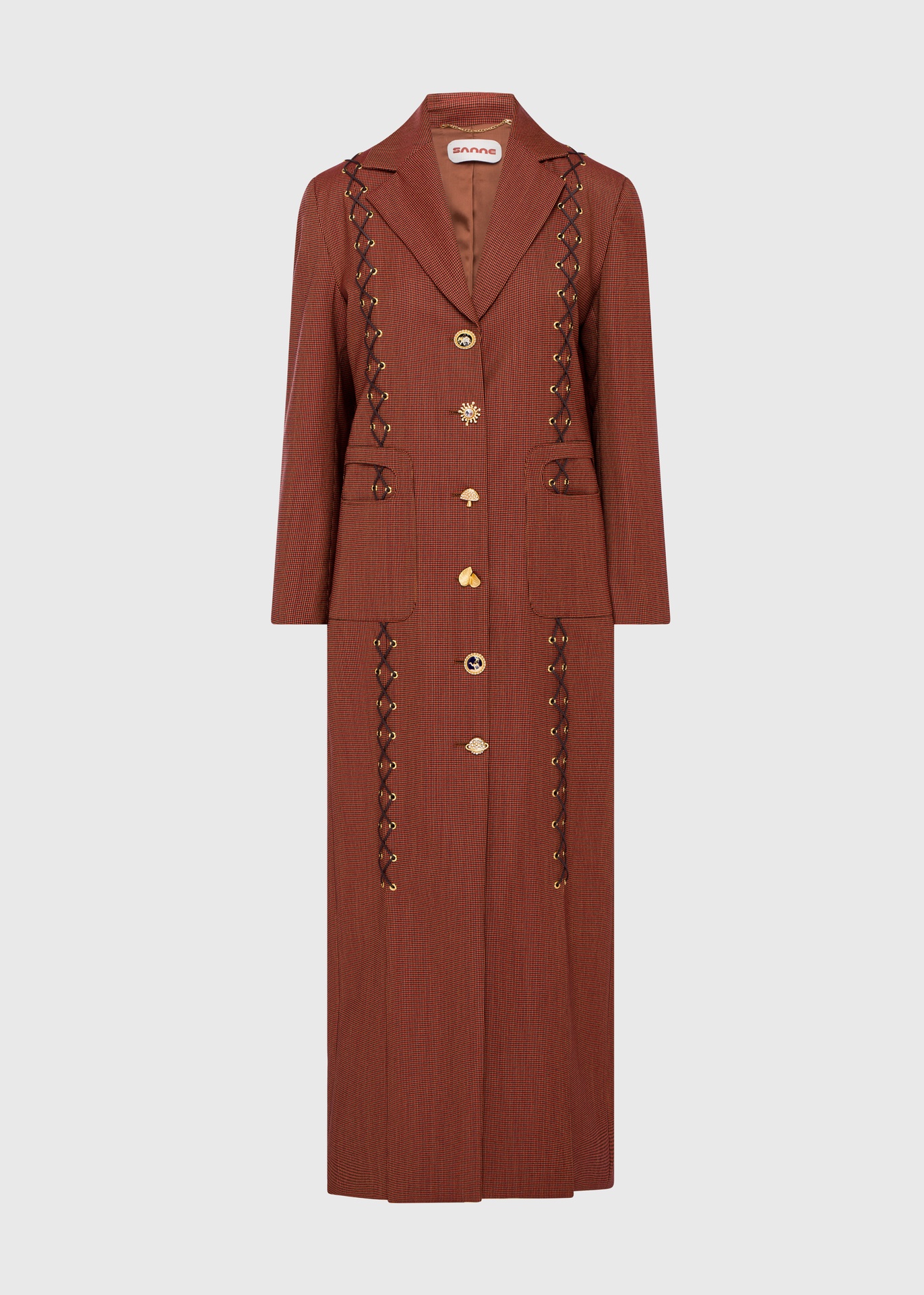 [COT-DTD26-06-WOL-RUS] Sahara Rust Lace-Up Coat (UK6)