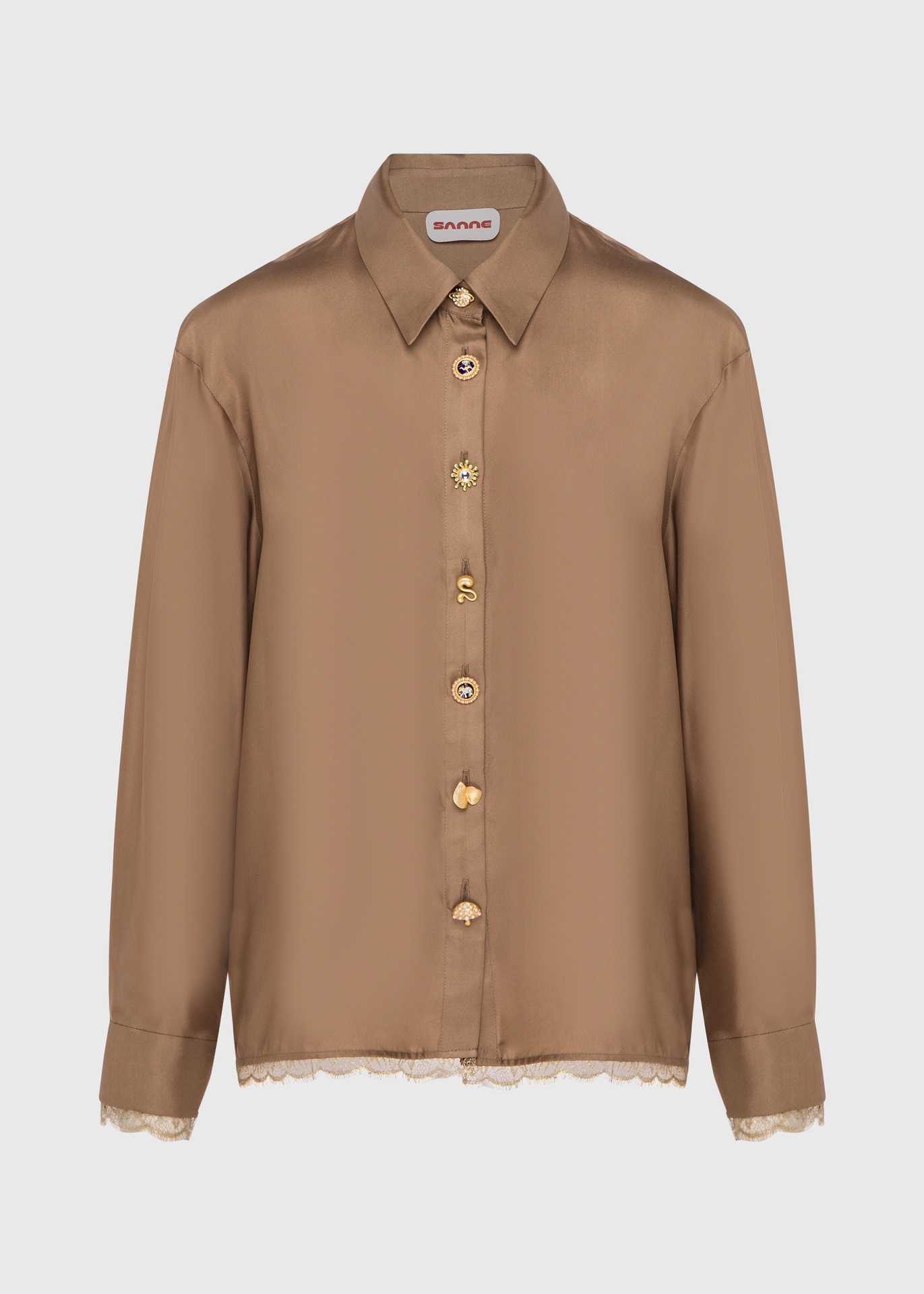 [SHT-DTD26-06-SIL-OLV] Sand Silk Shirt  (UK6)