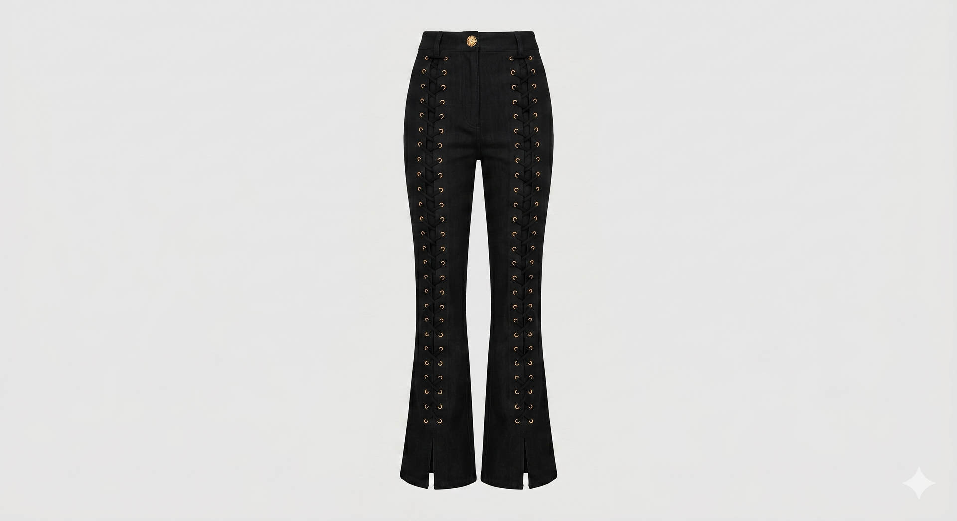 Lace-Up Flared Denim Trousers (Size UK12)