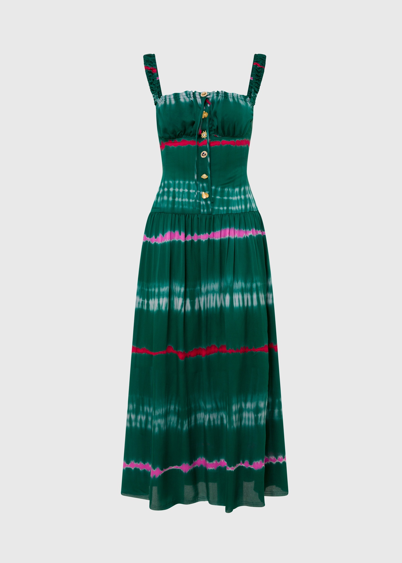[SANNE227] Gianna green silk dress