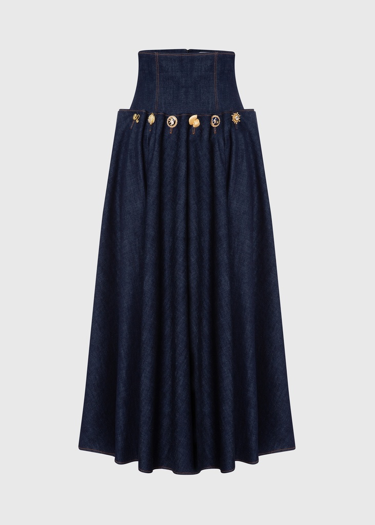 【haag】a non-fade skirt (indigo)☆韓国 人気☆24SS☆スカート haag】a non-fade skirt (indigo)☆韓国 人気☆24SS☆スカート
